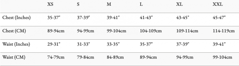 Size chart